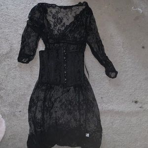 Fashionnova black lace dress + corset